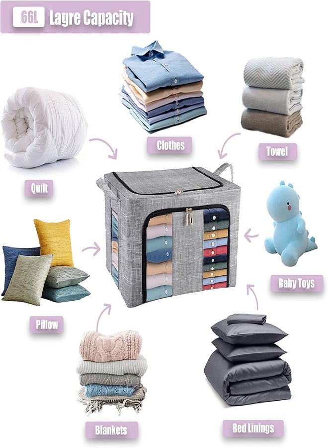 ZOKIXTO Clothes Storage Bins Foldable Closet Organizer Storage Containers with Durable Handles Thick Fabric for Clothing, Blankets, Comforters, Bedding and Toys (24L - Packe Of 1, Plan Grey) - Image 3