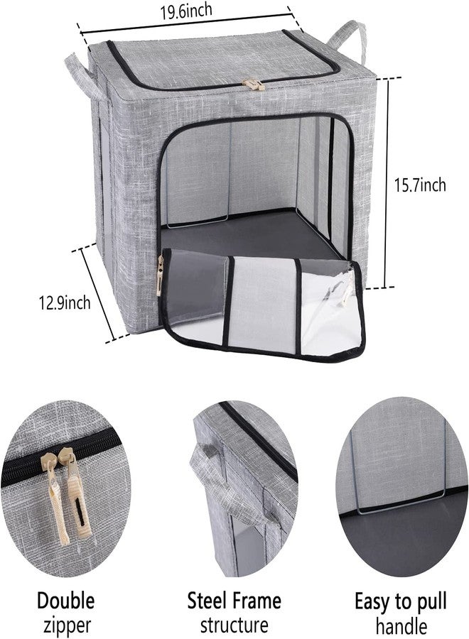 ZOKIXTO Clothes Storage Bins Foldable Closet Organizer Storage Containers with Durable Handles Thick Fabric for Clothing, Blankets, Comforters, Bedding and Toys (24L - Packe Of 1, Plan Grey) - Image 2