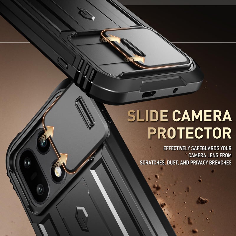 Poetic Revolution Case for OnePlus 15 5G, | Slide Camera Cover | 2 Tempered Glass Screen Protector | 20FT Mil-Grade Drop Tested | Full-Body Rugged Dual-Layer Shockproof Case with Kickstand, Black - Image 4