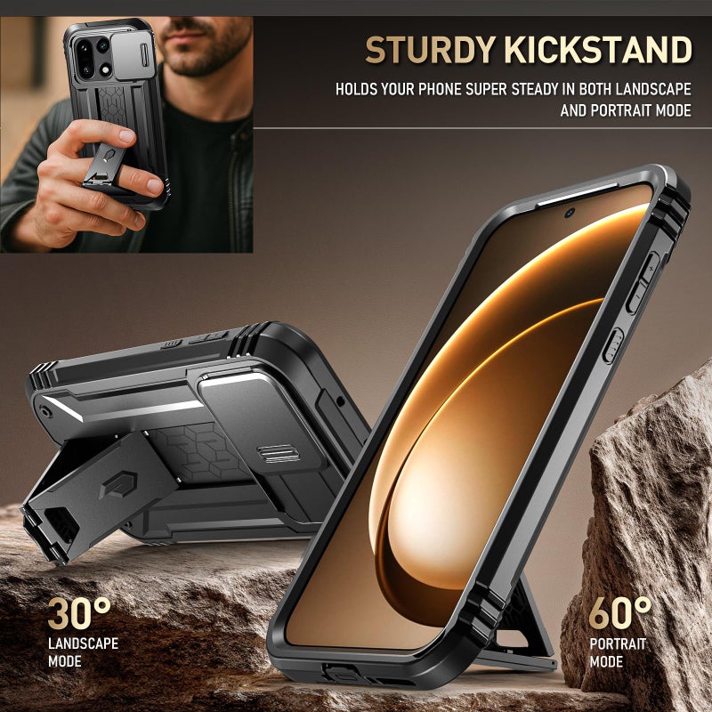 Poetic Revolution Case for OnePlus 15 5G, | Slide Camera Cover | 2 Tempered Glass Screen Protector | 20FT Mil-Grade Drop Tested | Full-Body Rugged Dual-Layer Shockproof Case with Kickstand, Black - Image 3