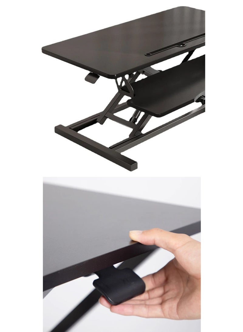 GT-Wheel Desk Converter Standing Height Adjustable Sit Stand Table Riser with Keyboard Tray Gas Spring Lift Workstation - Image 3