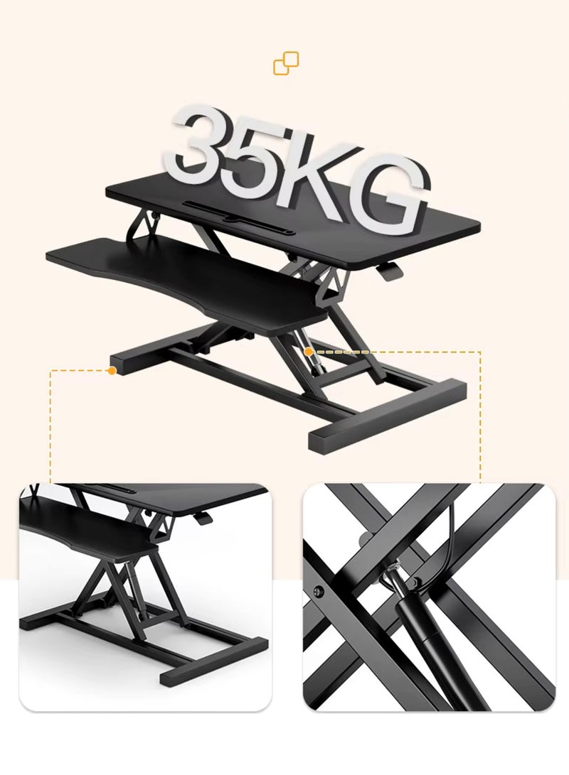 GT-Wheel Desk Converter Standing Height Adjustable Sit Stand Table Riser with Keyboard Tray Gas Spring Lift Workstation - Image 5