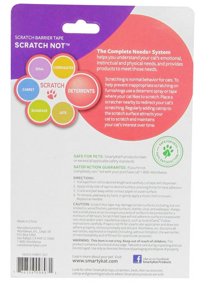 SmartyKat SmartyKat Scratch Not Scratch Deterrent Tape for Cats, Easy to Apply & Remove - White  - Image 1