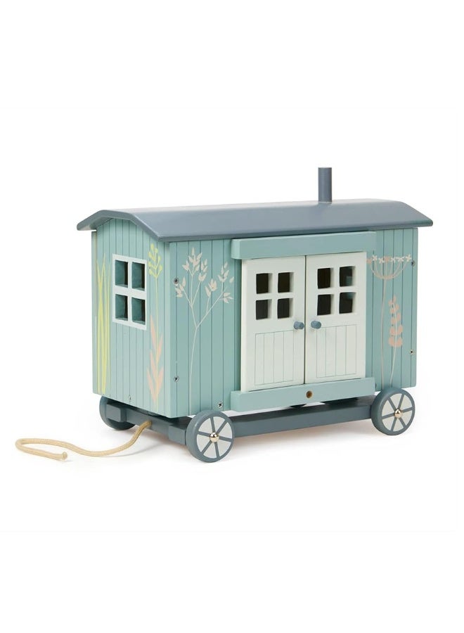 Tender Leaf Toys Tender Leaf Toys - Secret Meadow Shepherdâ€™s Hut - Portable Furnished Wooden Shepherdâ€™s Hut on Wheels with 11 Pcs Accessories and 3 Mice Dolls - Open-Ended Play and Story Tellings - Age 3+ - Image 4