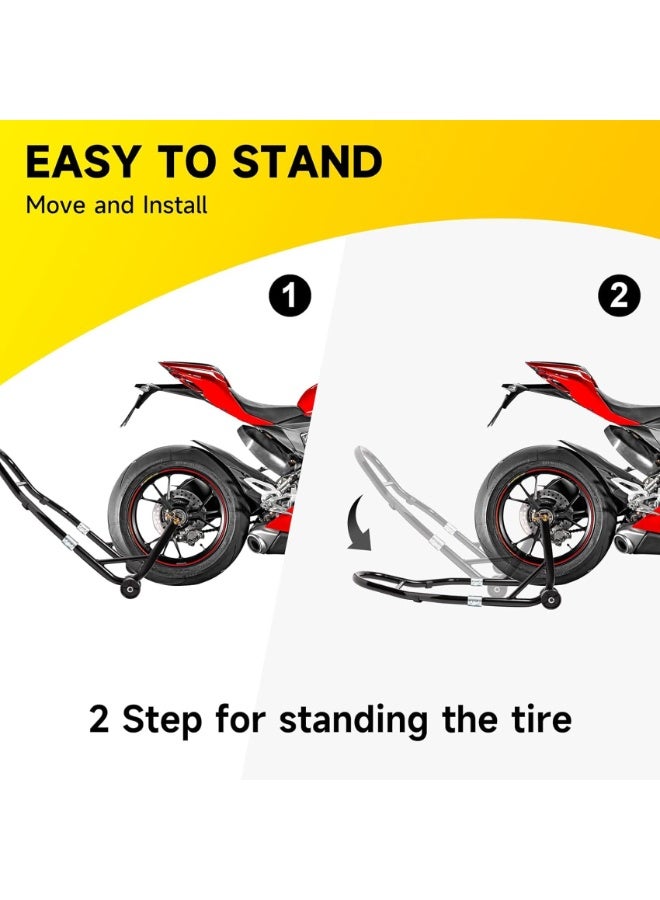 حامل رفع الدراجة النارية الخلفي - قاعدة رفع عجلة خلفية بمحاور تأرجح ليااما هوندا كاوساكي سوزوكي دراجات رياضية، أسود - قاعدة رفع الدراجة النارية - Image 5