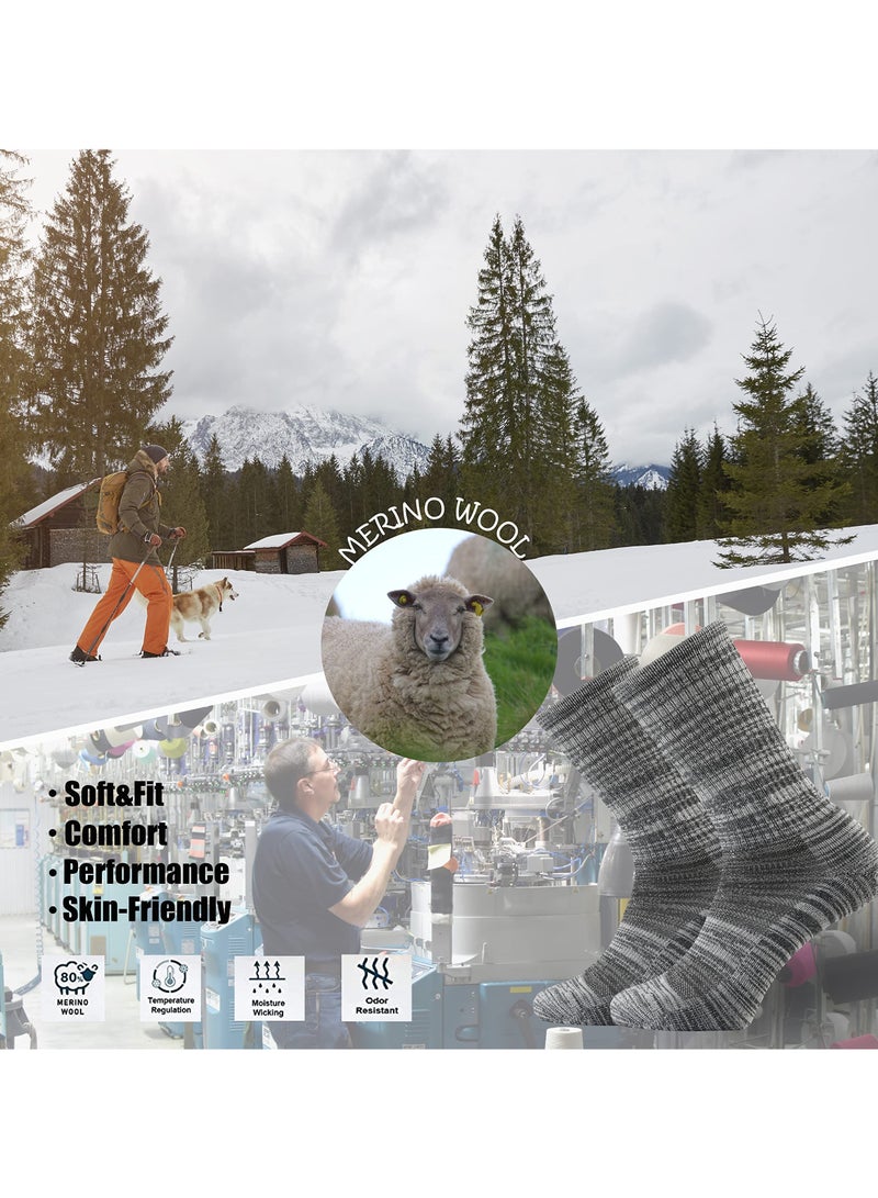 Suntown 2 Pairs of Merino Wool Socks, Breathable Warm Wool Socks for Men and Women, Middle Length Merino Wool Socks, Moisture Wicking Wool Socks for Hiking, Running, Skiing (Grey) - Image 3