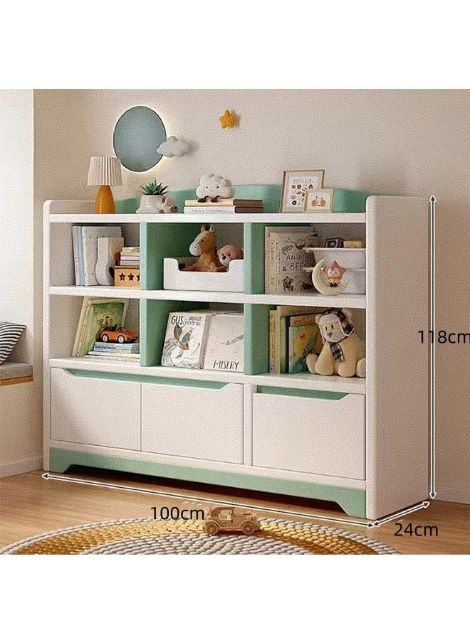 JCB CHIC خزانة كتب خشبية من الأرض إلى السقف، خزانة كتب مكونة من 3 طوابق مع 6 أرفف تخزين مفتوحة و3 أبواب، خزانة تخزين طويلة قائمة على الأرض للمكتب المنزلي وغرفة المعيشة وغرفة النوم - Image 2