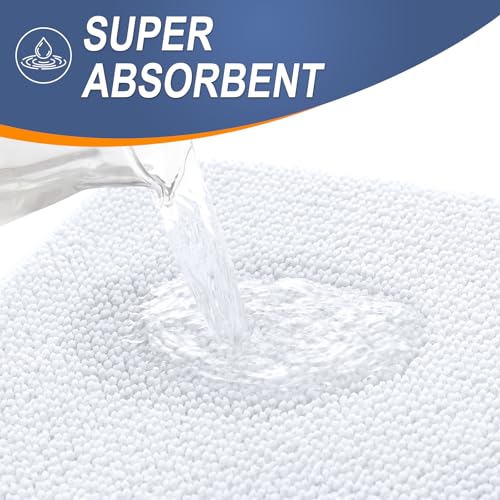 OLANLY Thick Memory Foam Bath Mat Rug 30x20, Extra Soft Absorbent Bathroom Rug, Quick Dry Bath Mats, Non-Slip, Machine Washable Carpet for Bathroom, Tub and Shower, Home Decor Accessories, White - Image 3