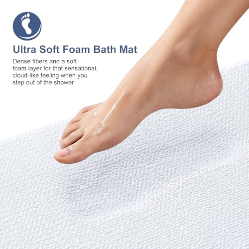 OLANLY Thick Memory Foam Bath Mat Rug 30x20, Extra Soft Absorbent Bathroom Rug, Quick Dry Bath Mats, Non-Slip, Machine Washable Carpet for Bathroom, Tub and Shower, Home Decor Accessories, White - Image 2