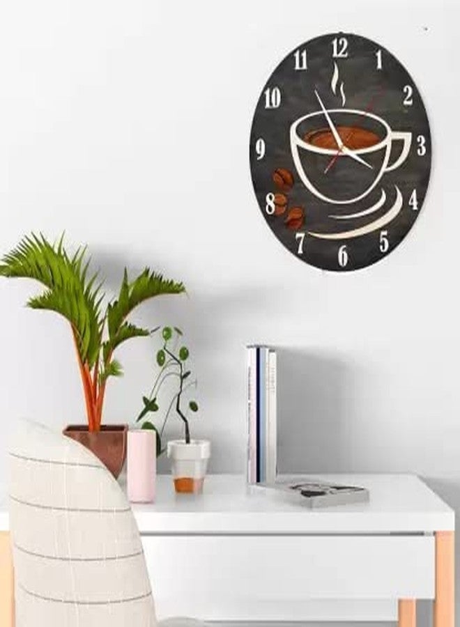 NABSTER Coffee Lovers Analog Wall Clock - Featuring A Coffee Decor Wall Art Posters Style Wooden Clock Perfect For Any Kitchen,Home Decoration,Cafe Bar,Dinner,Or Restaurant - 30 Cm/12 Inches In Black - Image 3