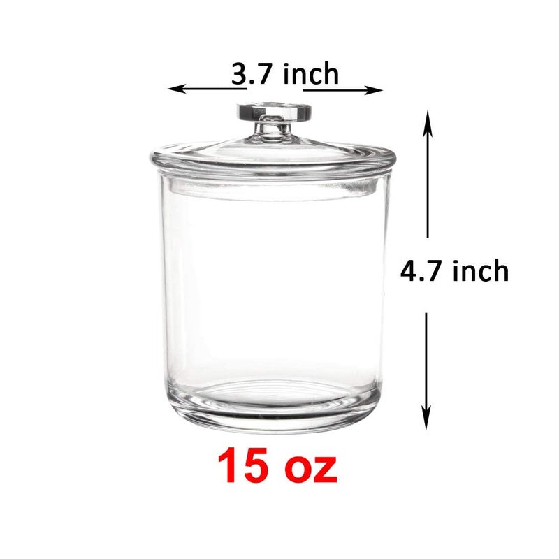 Youngever 2 Pack 15 Ounce Clear Plastic Apothecary Jars, Qtip Holder, Cotton Swab Holder, Bathroom Vanity Organizer for Cotton Balls, Cotton Swab, Qtips - Image 3