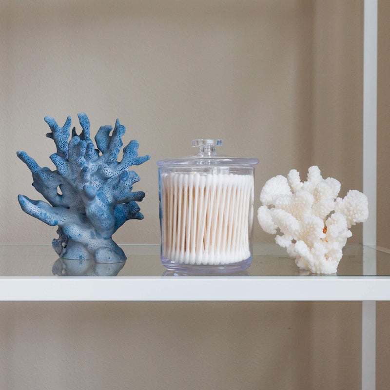 Youngever 2 Pack 15 Ounce Clear Plastic Apothecary Jars, Qtip Holder, Cotton Swab Holder, Bathroom Vanity Organizer for Cotton Balls, Cotton Swab, Qtips - Image 4