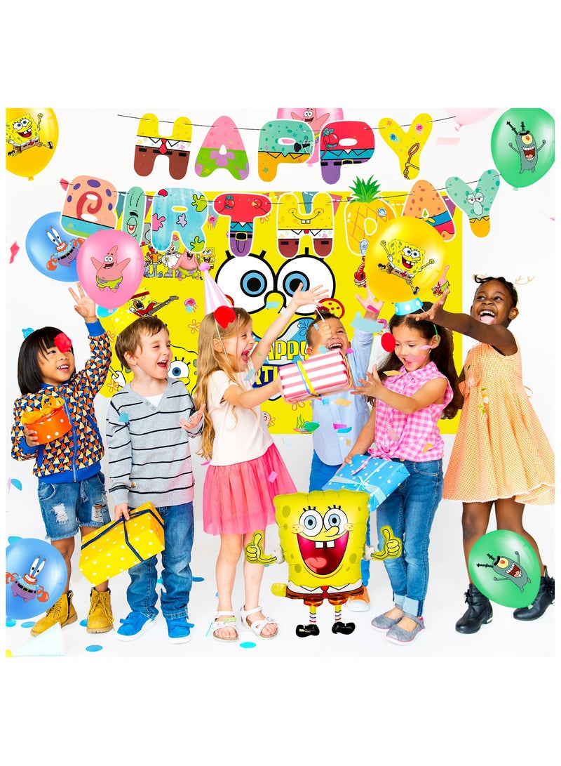 ILovhaprty SpongeBob Birthday Decorations for 10 Guests, 99 Pcs SpongeBob Party Decorations & SpongeBob Party Tableware Set - SpongeBob Party Plates Cups Napkins Backdrop Balloon Banners etc SpongeBob Party Supplies - Image 5