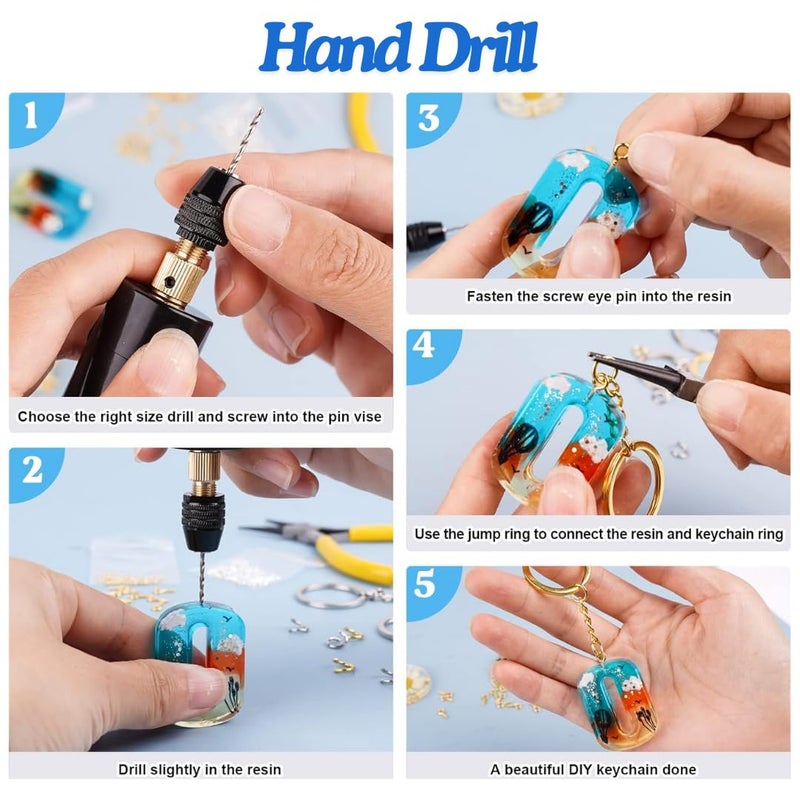 R H LIFESTYLE R H LIFESTYLE 12 Pcs Epoxy Resin Art Tool Kit with Measuring Cup, Silicone Brush, Rotary Tool, Tweezers, Measuring Scale, Sand Paper, Deburr Handle, Hand Drill and Dropper DIY Resin Art Kit (Big)  - Image 5