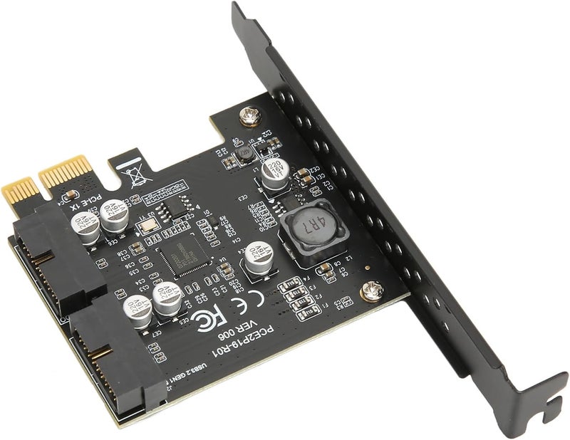 بطاقة توسعة USB 3.2 عالية الطاقة ذات منفذين بسرعة 5Gbps، مناسبة لأنظمة WinXP 8، 10، 11، بوصلة تحويل من PCIE إلى USB بموصل 19PIN وحاجز معدني (لون أسود) - Image 5