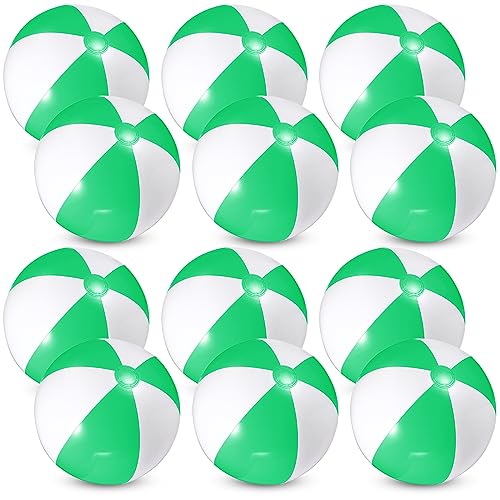 Chitidr 12 Pcs 16 Beach Ball PVC Inflatable Ball Bulk Blow up Pool Balls for Swimming Pool Summer Hawaiian Tropical Theme Party Favors Decorations Favors Supplies Green - Image 1
