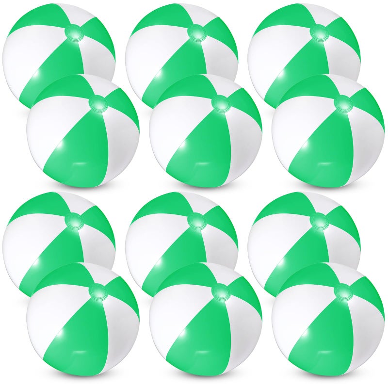 Chitidr 12 Pcs 16 Beach Ball PVC Inflatable Ball Bulk Blow up Pool Balls for Swimming Pool Summer Hawaiian Tropical Theme Party Favors Decorations Favors Supplies Green - Image 3