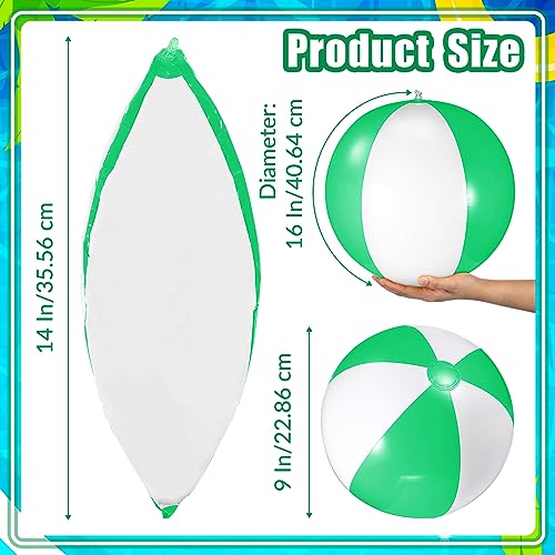 Chitidr 12 Pcs 16 Beach Ball PVC Inflatable Ball Bulk Blow up Pool Balls for Swimming Pool Summer Hawaiian Tropical Theme Party Favors Decorations Favors Supplies Green - Image 5