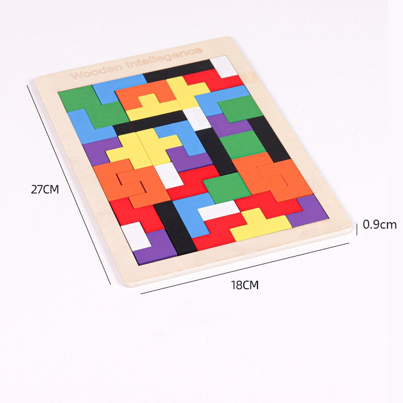 Tangram Tetris Puzzle Children'S Puzzle Varied Puzzle Early Education Thinking Training Wooden Toys - Image 1