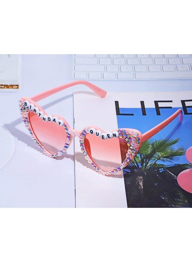 PENTA ANGEL Birthday Glasses for Women Pink Birthday Queen Sunglasses with Rhinestone for Birthday Party Costume Accessory (Pink Birthday) - Image 4