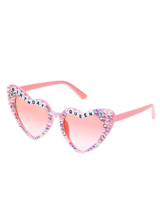 PENTA ANGEL Birthday Glasses for Women Pink Birthday Queen Sunglasses with Rhinestone for Birthday Party Costume Accessory (Pink Birthday) - Image 1