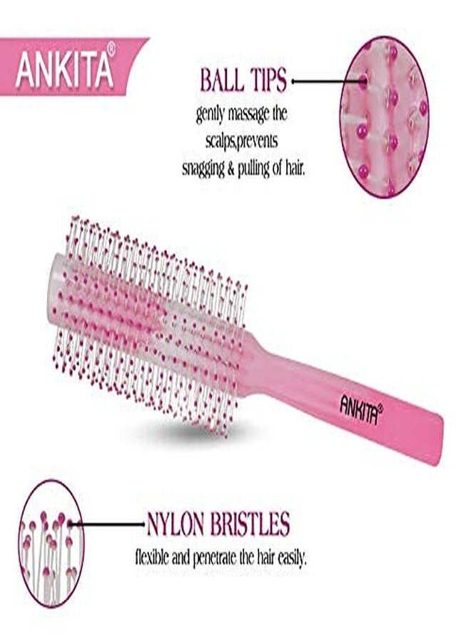 Ankita Round Hair Brush with Nylon Bristle|Hair Brush With Quality and Flexible Bristles|For Grooming, Straightening, Smoothing, Detangling Hair, Ideal for Men & Women| Colors May Vary (B4 Color) - Image 3