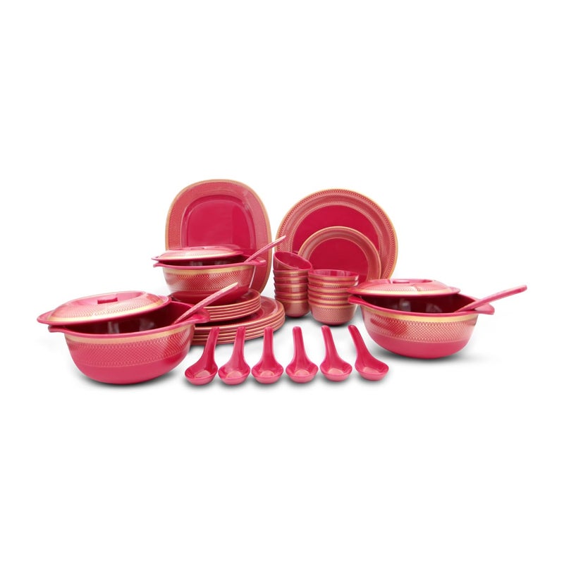 SUPERWARE | Food Grade Melamine | Dinner Set - Golden Glory Maroon (40 pcs.) | Dinnerware, Tableware, Stain Free, Glazed - Image 1