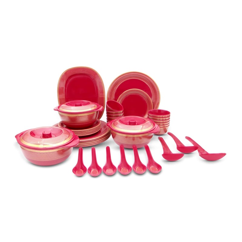 SUPERWARE | Food Grade Melamine | Dinner Set - Golden Glory Maroon (40 pcs.) | Dinnerware, Tableware, Stain Free, Glazed - Image 2