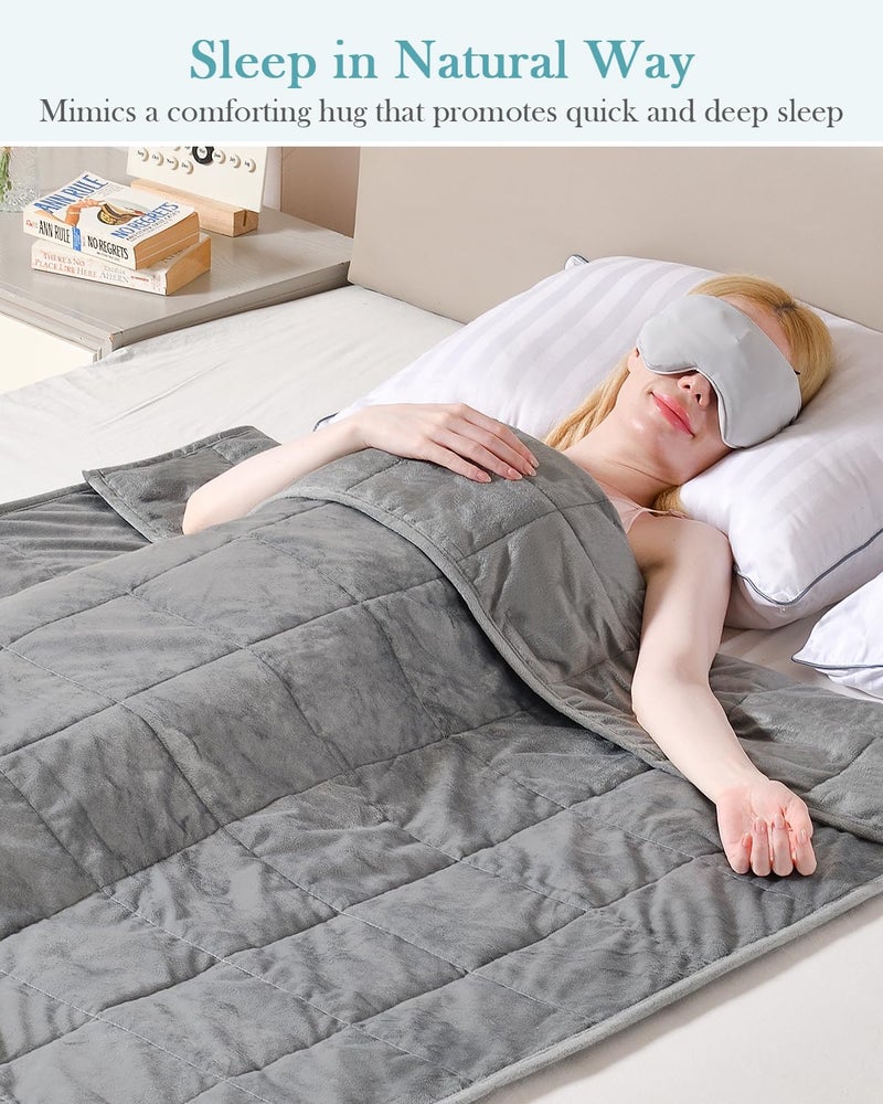 Topblan Weighted Blanket Twin Size 15lbs, Adult Weighted Blankets with Soft Warm Fabric for Sleeping and Calming, Adult Heavy Blanket for Sofa Bed, Grey, 48 x 72 inches - Image 3