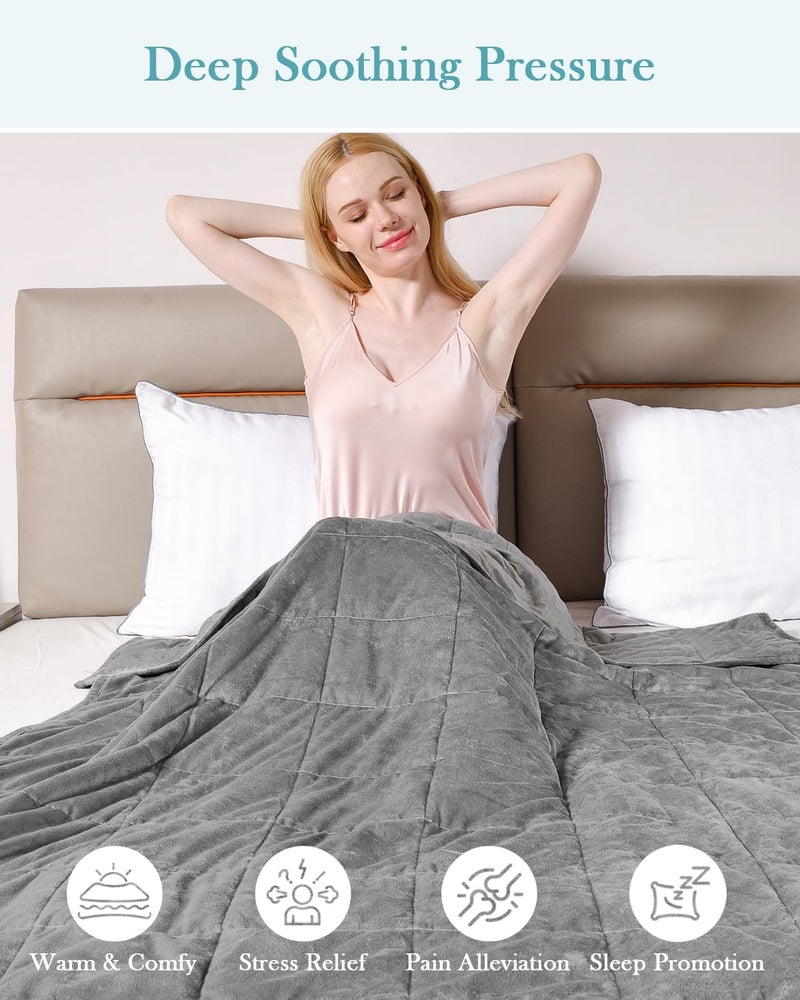 Topblan Weighted Blanket Twin Size 15lbs, Adult Weighted Blankets with Soft Warm Fabric for Sleeping and Calming, Adult Heavy Blanket for Sofa Bed, Grey, 48 x 72 inches - Image 4