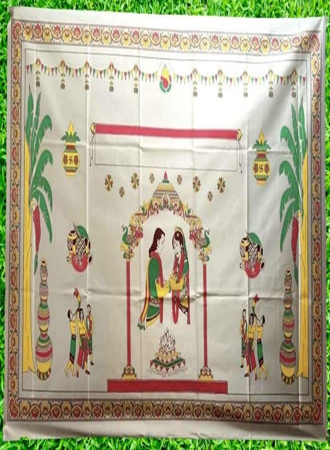 JHEPCOIN Cotton Antarpat Wedding Mandap Designed Antarpat |The Cloth Held in Front of The Groom| Holy Shawl (1pcs) - Image 4