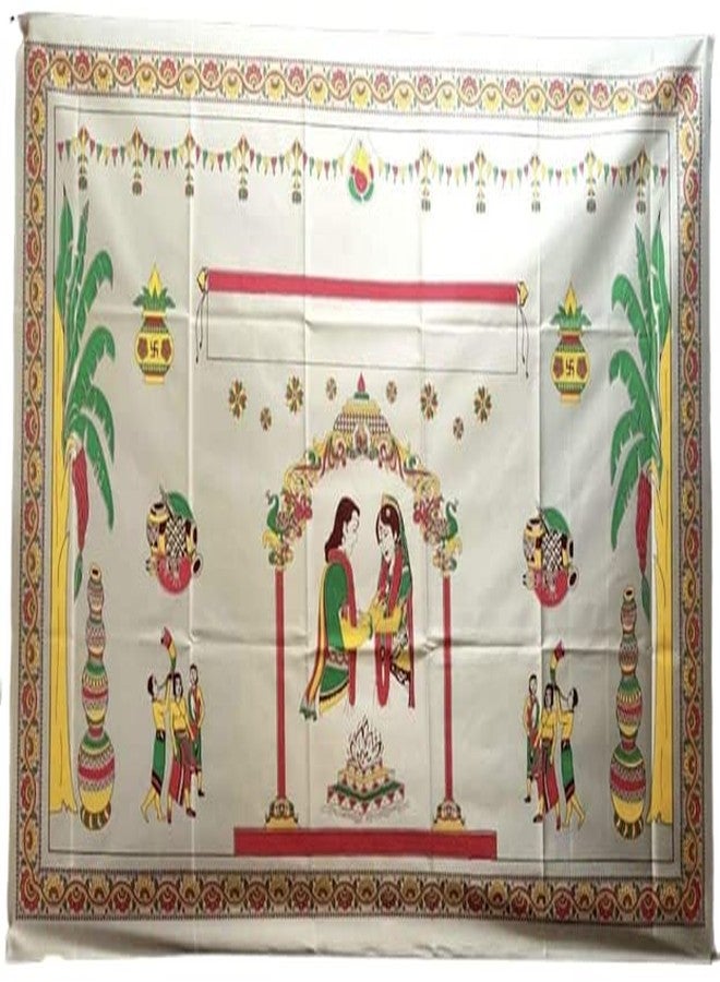 JHEPCOIN Cotton Antarpat Wedding Mandap Designed Antarpat |The Cloth Held in Front of The Groom| Holy Shawl (1pcs) - Image 1