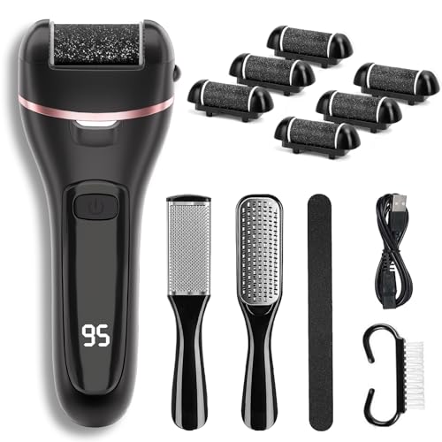 Electric Callus Remover for Feet with 6 Roller Heads 2 Speed Rechargeable Waterproof Foot File Pedicure Kit Foot Spa Products