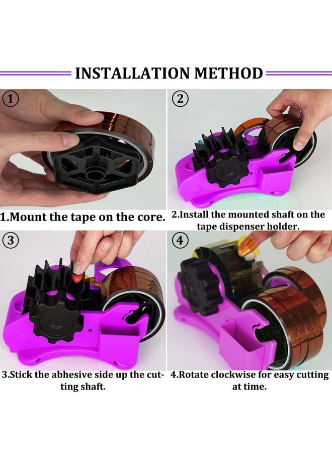 SHDSL Purple Heat Tape Dispenser- Multiple Roll Cut Heat Tape Dispenser 1" & 3" Core Double Reel Cores Sublimation for Heat Transfer Tape,Semi-Automatic Tape Dispenser with Compartment Slots - Image 5