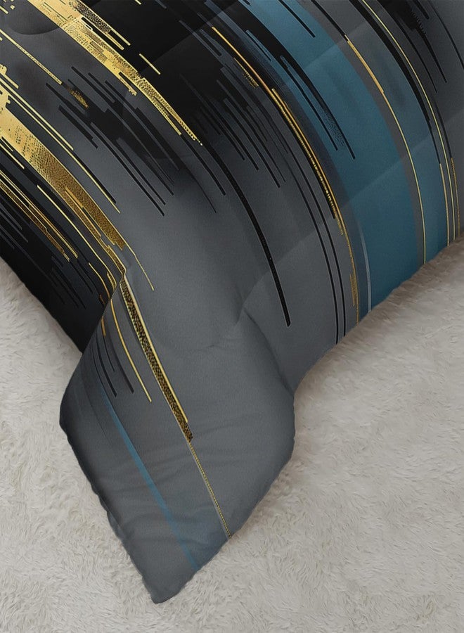 Nttopship Black White Gold Gradient Color Print Comforter Set Queen Size,Abstract Art Bedding Set,Patchwork Printed Quilted Set for Teens Adult,with 1 Comforter and 2 Pillow Case - Image 5