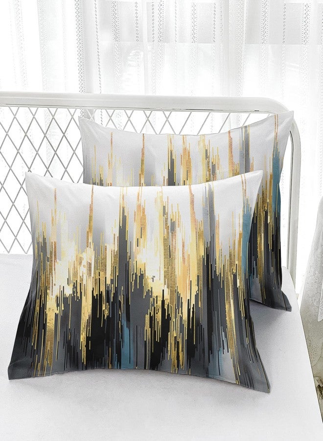 Nttopship Black White Gold Gradient Color Print Comforter Set Queen Size,Abstract Art Bedding Set,Patchwork Printed Quilted Set for Teens Adult,with 1 Comforter and 2 Pillow Case - Image 3