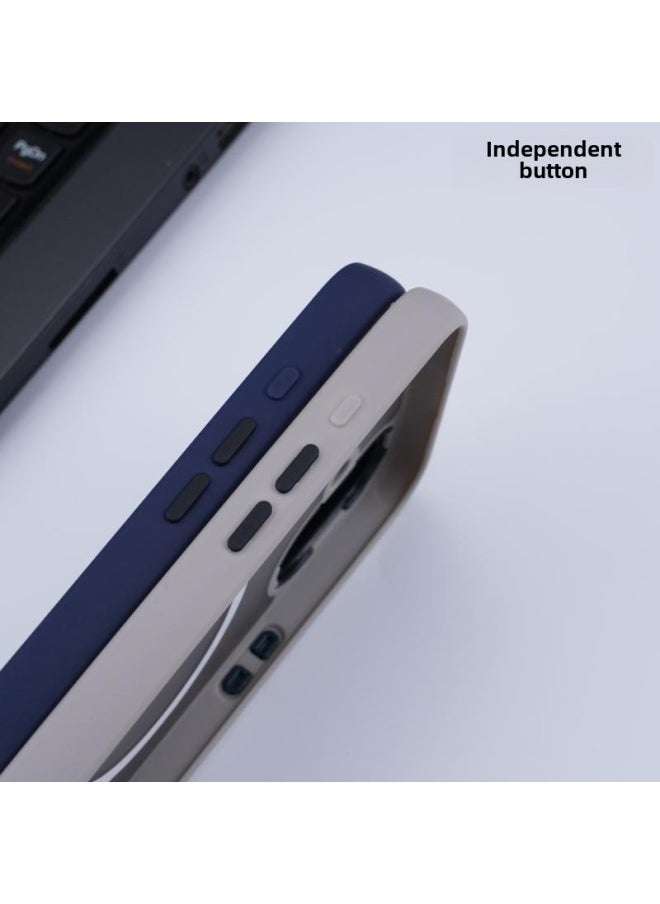 Generic - For Apple 16 Mobile Phone Case Magnetic Skin-absorbing Translucent IPhone15promax Soft Color Frosted 14plus-Color:Yuanfeng Blue-Applicable Models:iPhone14plus - Image 1