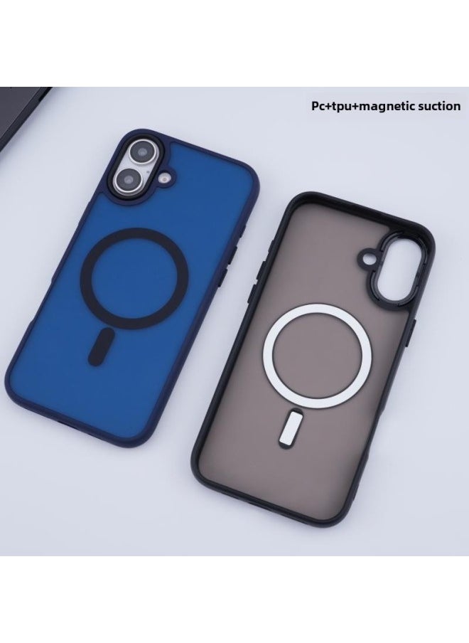 Generic - For Apple 16 Mobile Phone Case Magnetic Skin-absorbing Translucent IPhone15promax Soft Color Frosted 14plus-Color:Yuanfeng Blue-Applicable Models:iPhone14plus - Image 1