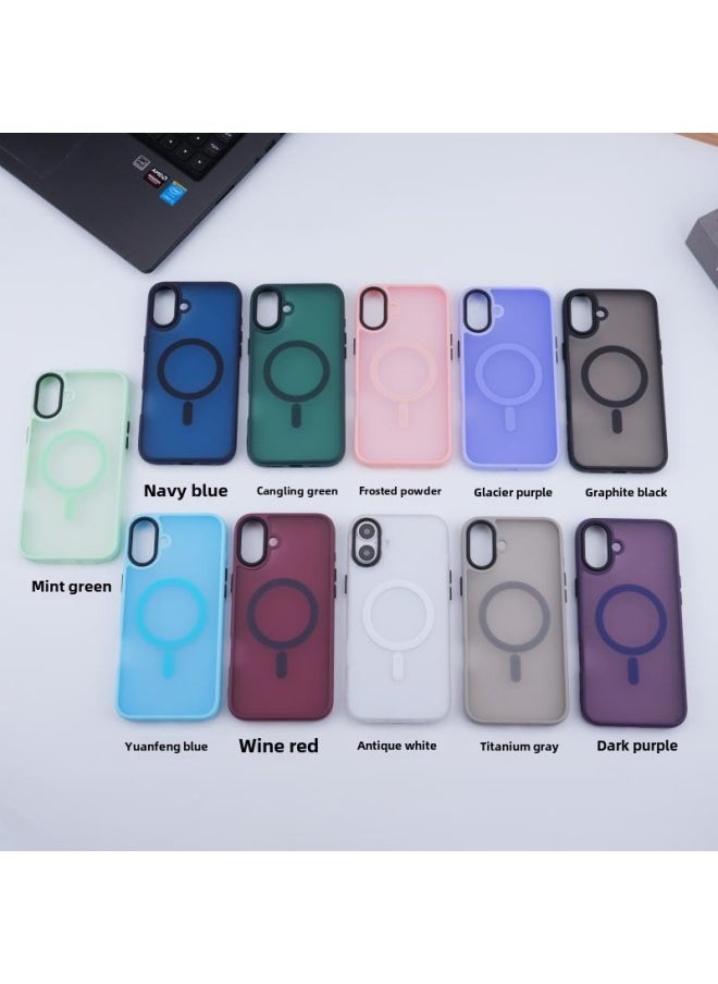 Generic - For Apple 16 Mobile Phone Case Magnetic Skin-absorbing Translucent IPhone15promax Soft Color Frosted 14plus-Color:Yuanfeng Blue-Applicable Models:iPhone14plus - Image 1