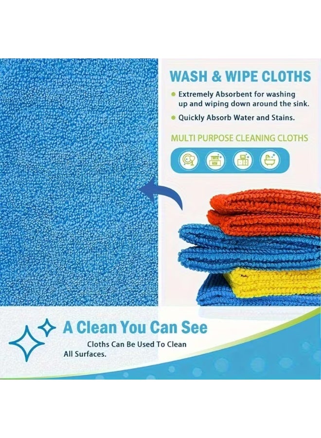 Pack of 10 Ultra-Fine Microfiber Cleaning Cloths, Super Absorbent & Streak-Free Reusable Towels for Car Wash, Kitchen, Bathroom & Home Cleaning, Lint-Free Multi Color (10) - Image 4