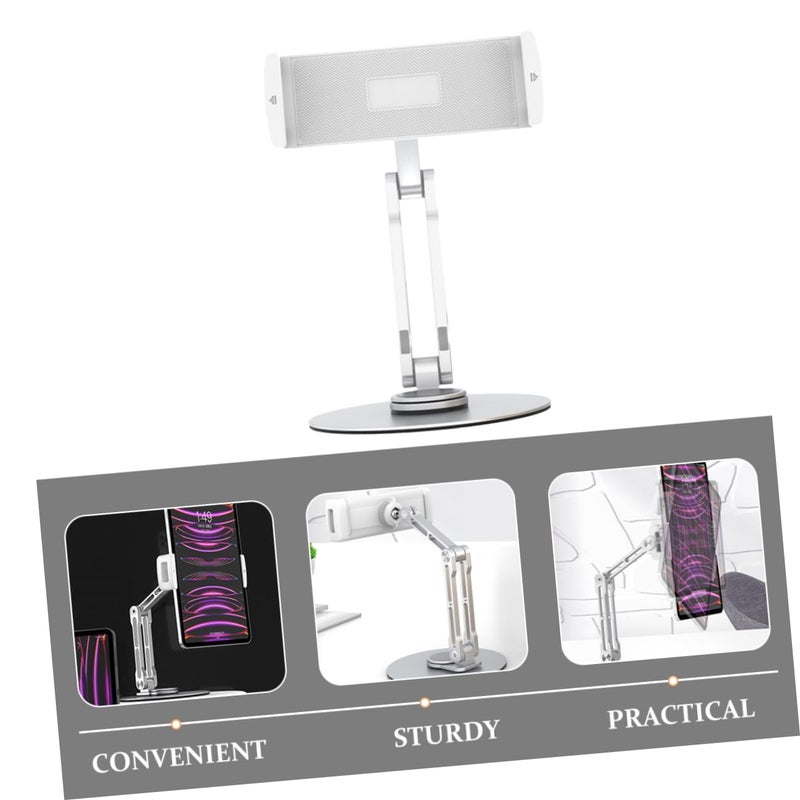 Foldable Tablet Stand Adjustable Holder For Desk Portable Design Silver - Image 3
