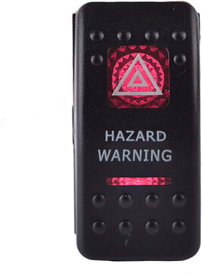 E Support 12V 20A Bar Rocker Switch Red LED Hazard Warning Light Lamp Car Motor - Image 1