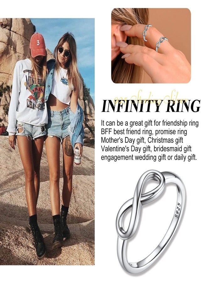 Bestyle 925 Sterling Silver Ring, Minimalist High Polish Infinity Symbol Rings, Cute Nice Stacking Band Rings for, Tarnish Resistant Comfort Fit, Size 8 - Image 4