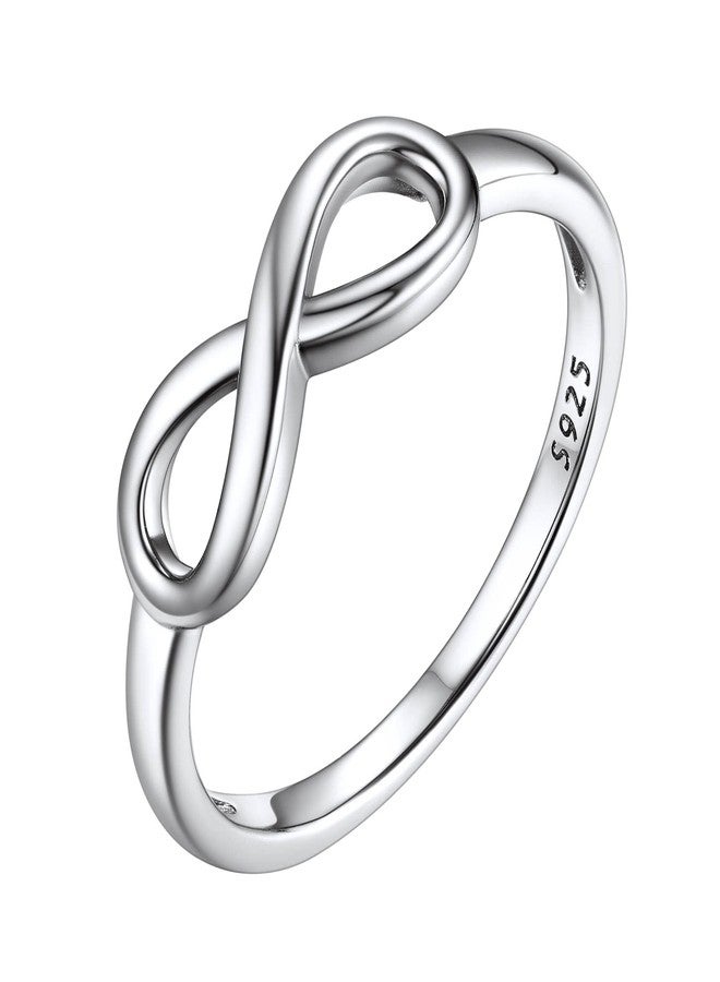 Bestyle 925 Sterling Silver Ring, Minimalist High Polish Infinity Symbol Rings, Cute Nice Stacking Band Rings for, Tarnish Resistant Comfort Fit, Size 8 - Image 1
