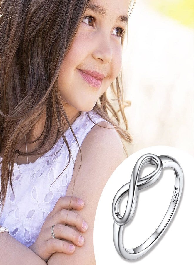 Bestyle 925 Sterling Silver Ring, Minimalist High Polish Infinity Symbol Rings, Cute Nice Stacking Band Rings for, Tarnish Resistant Comfort Fit, Size 8 - Image 3
