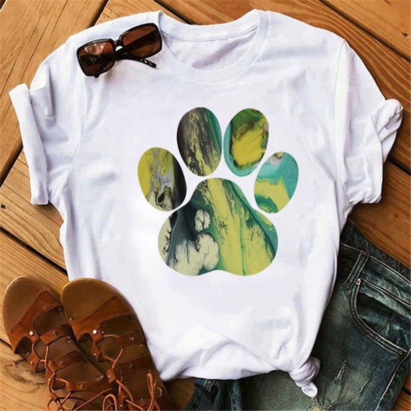 [Same day] cross-border supply of T-shirt printed T-shirt women's short-sleeved women's clothing - Image 1