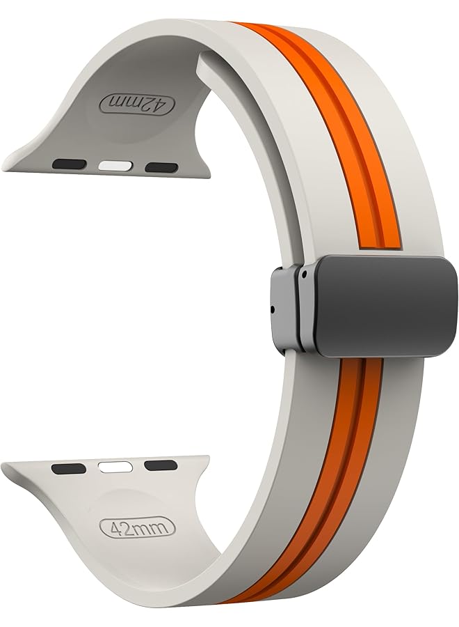 Dado Magnetic Buckle Silicone Band Compatible With Watch Series 10 Ultra 2 9 8 Ultra 8 7 6 49 46 45 44 42 Mm Midline Double Color Strap - Image 2