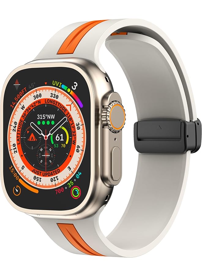 Dado Magnetic Buckle Silicone Band Compatible With Watch Series 10 Ultra 2 9 8 Ultra 8 7 6 49 46 45 44 42 Mm Midline Double Color Strap - Image 1