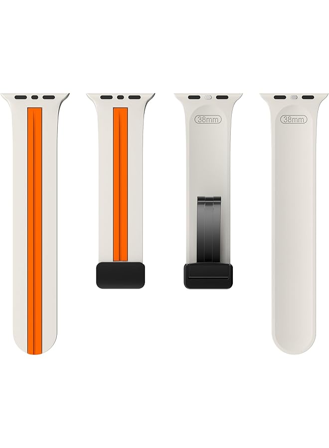 Dado Magnetic Buckle Silicone Band Compatible With Watch Series 10 Ultra 2 9 8 Ultra 8 7 6 49 46 45 44 42 Mm Midline Double Color Strap - Image 3