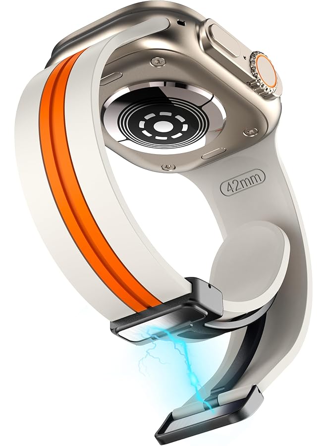 Dado Magnetic Buckle Silicone Band Compatible With Watch Series 10 Ultra 2 9 8 Ultra 8 7 6 49 46 45 44 42 Mm Midline Double Color Strap - Image 4